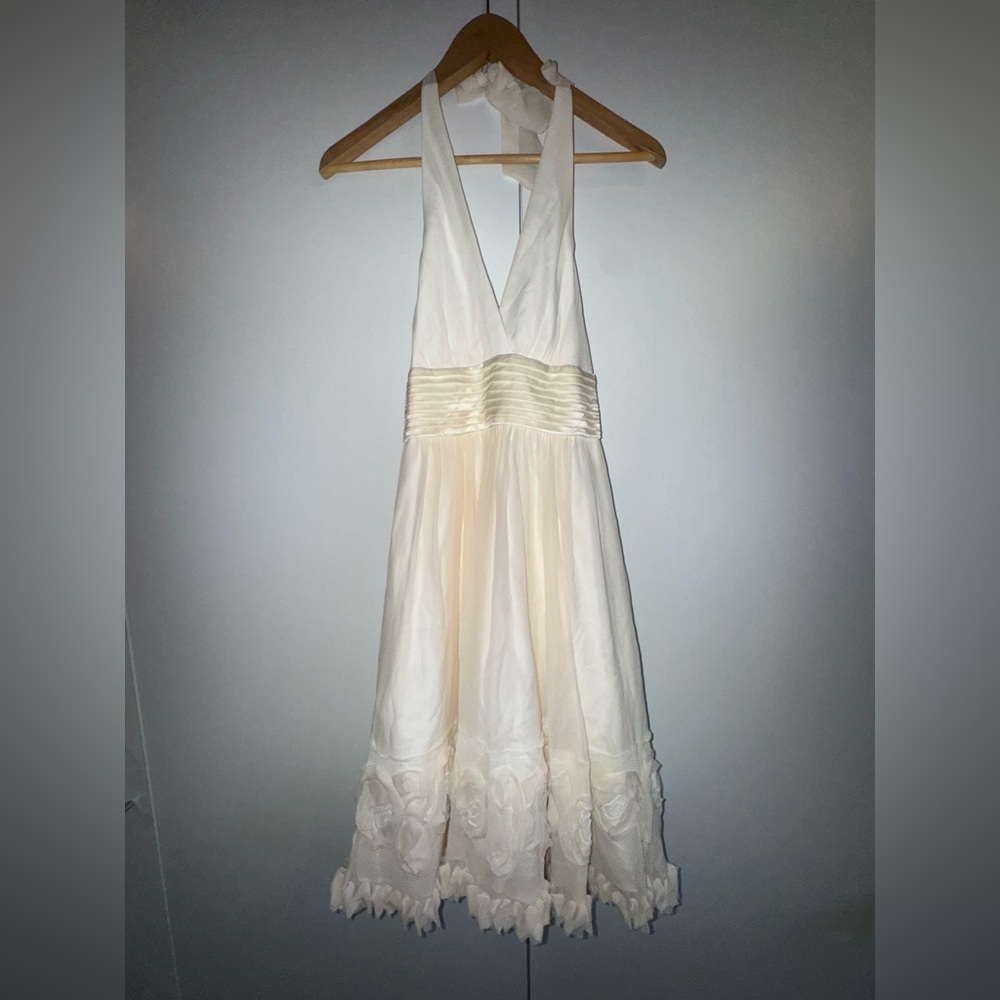White Silk Halter Dress - Picture 2 of 5